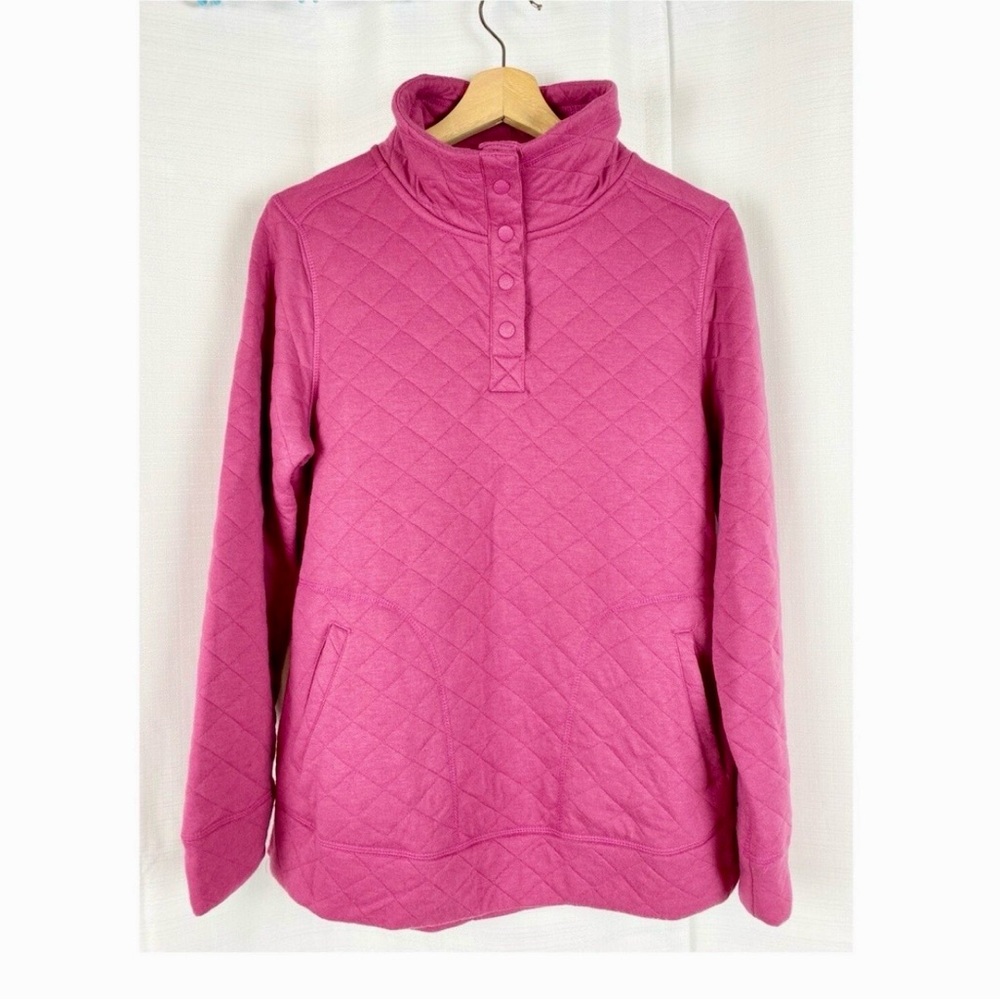 Vineyard Vines Sweatshirt Magenta Quilted Snap Pullover Size M Preppy